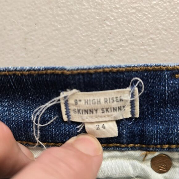 Madewell Jeans Women's 24 Blue 9" High Riser Skinny Skinny Medium Wash Distress - Picture 4 of 16
